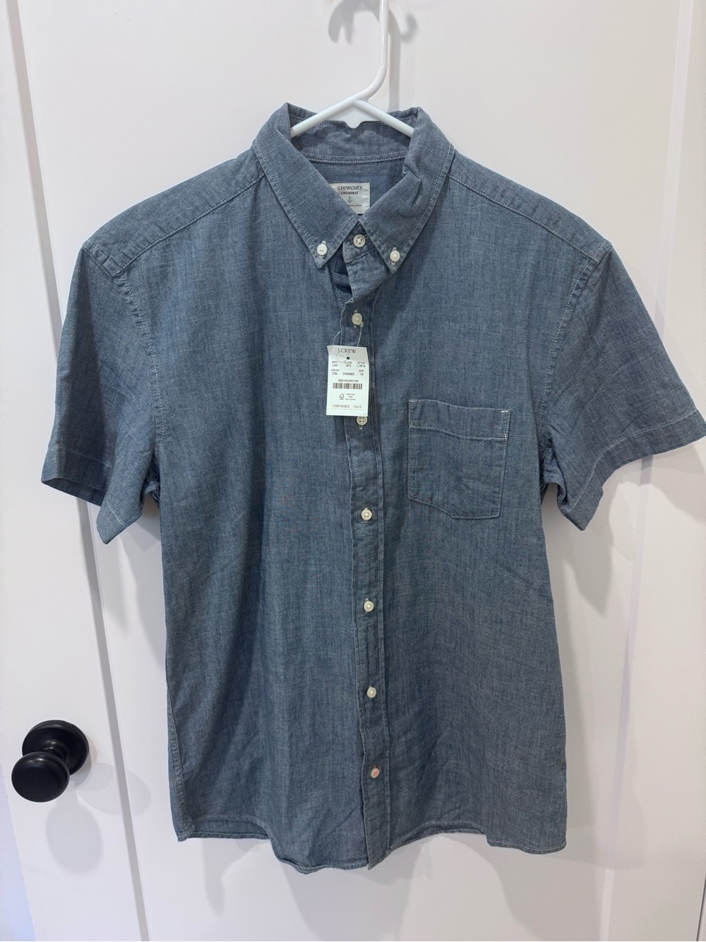J. Crew Short-Sleeve Button-Down Shirt in Chambray Blue